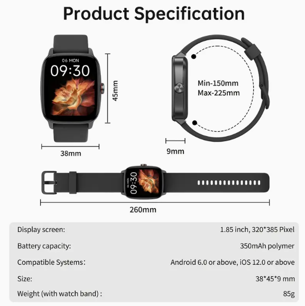 Smartwatch for Men & Women – Bluetooth Calls, Health Tracker, Sleep Monitor