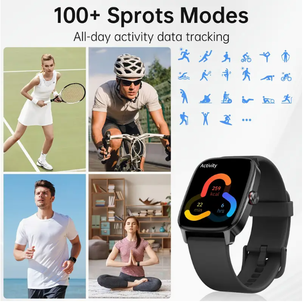 Smartwatch for Men & Women – Bluetooth Calls, Health Tracker, Sleep Monitor