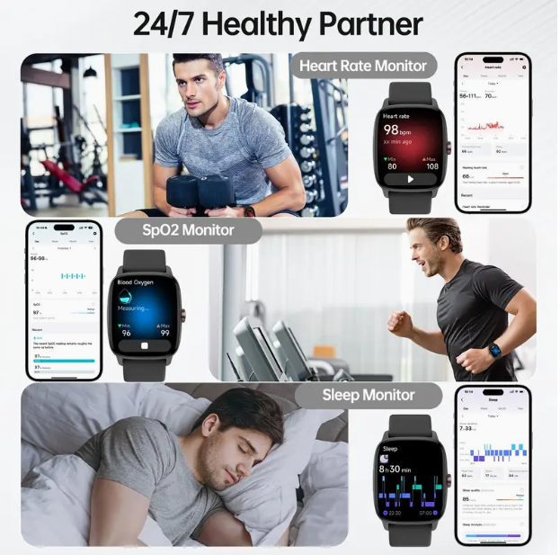 Smartwatch for Men & Women – Bluetooth Calls, Health Tracker, Sleep Monitor