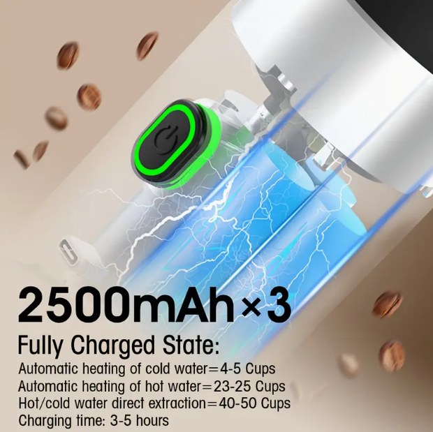 Portable Self-Heating Travel Coffee Maker – USB-C Hot & Cold Brew (Ground + Capsule)