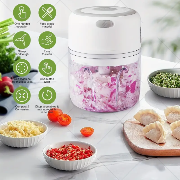 Rechargeable Cordless Mini Food Processor – 250ml USB Electric Chopper