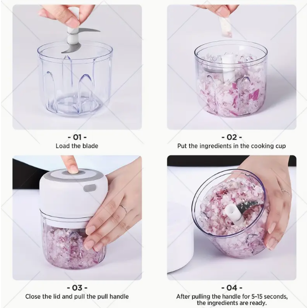 Rechargeable Cordless Mini Food Processor – 250ml USB Electric Chopper
