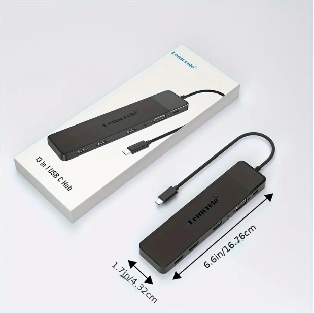 13-in-1 USB-C Hub Docking Station – 4K HDMI, VGA, Ethernet & Multi-Port Adapter