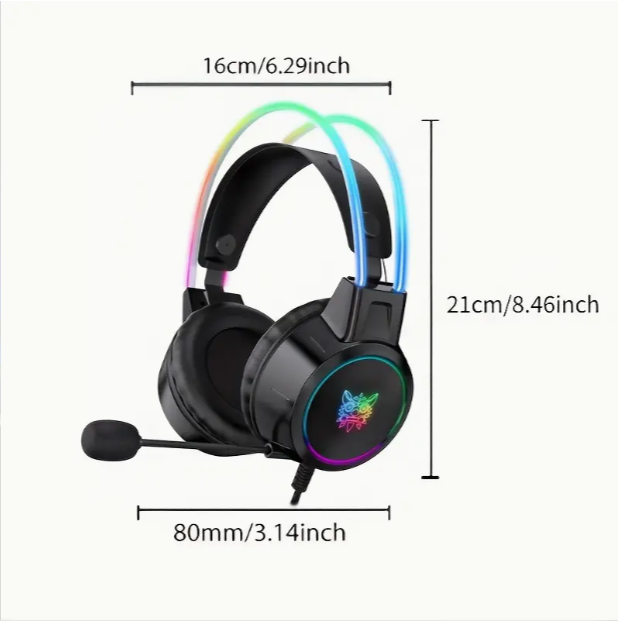 RGB Gaming Headset with Surround Sound, Noise-Cancelling Mic & LED Lights