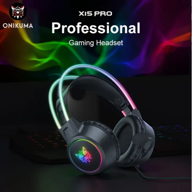 RGB Gaming Headset with Surround Sound, Noise-Cancelling Mic & LED Lights