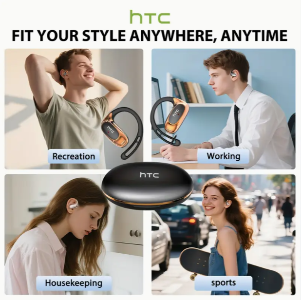 HTC NE35 AI Translation Earbuds – Real-Time Translator, Open-Ear Design, Bluetooth 6.0