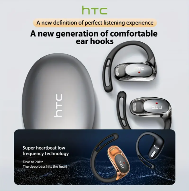 HTC NE35 AI Translation Earbuds – Real-Time Translator, Open-Ear Design, Bluetooth 6.0