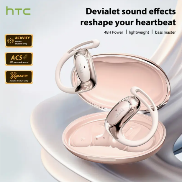 HTC NE35 AI Translation Earbuds – Real-Time Translator, Open-Ear Design, Bluetooth 6.0
