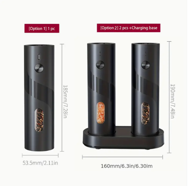 Electric Salt & Pepper Grinder – USB Rechargeable with Adjustable Coarseness