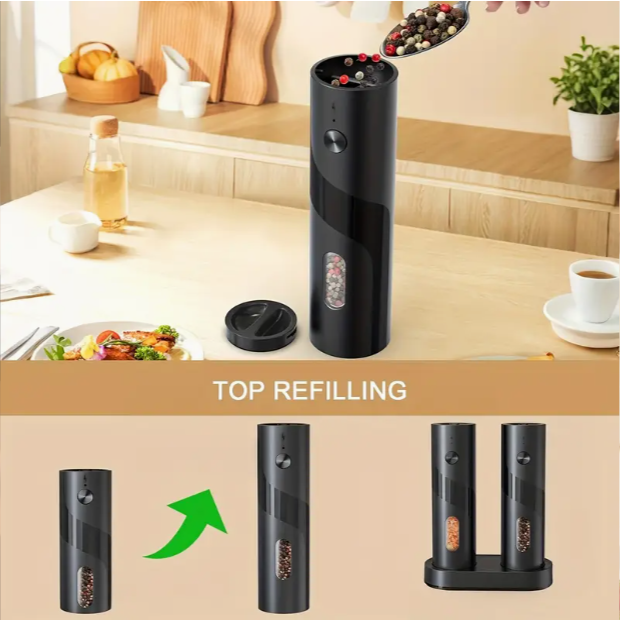 Electric Salt & Pepper Grinder – USB Rechargeable with Adjustable Coarseness
