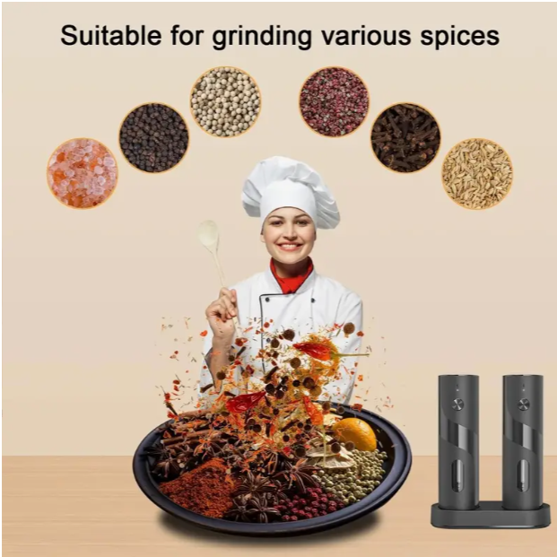 Electric Salt & Pepper Grinder – USB Rechargeable with Adjustable Coarseness