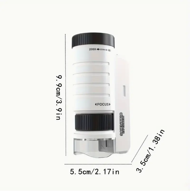 Handheld LED Mini Microscope (60×–200×) — Outdoor Exploration Toy for Kids (Random Colours)