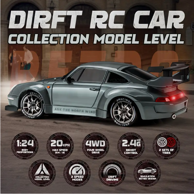 1:24-Scale 4WD Remote Stunt RC Car with Lights — 2.4 GHz Drift & Off-Road Toy