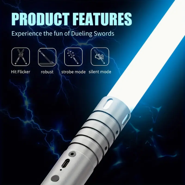 LED Light Sword with 20 Colors & Sound Effects – 2-in-1 Duel Option (2-Pack Required)