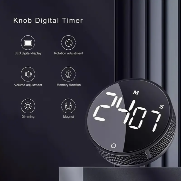 Magnetic Digital Kitchen Timer with LED Display – 0–9999 Minute Alarm Stopwatch