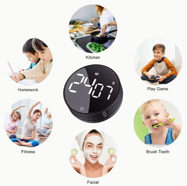 Magnetic Digital Kitchen Timer with LED Display – 0–9999 Minute Alarm Stopwatch