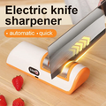 Electric Knife Sharpener – USB Rechargeable, Compact & Fine Grit for Kitchen Knives (Black)