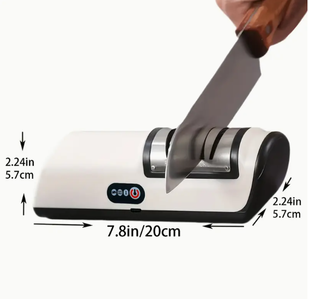 Electric Knife Sharpener – USB Rechargeable, Compact & Fine Grit for Kitchen Knives (Black)