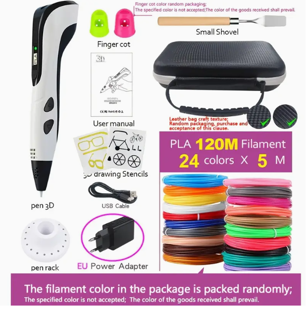 Deluxe 3D Printing Pen Kit with LCD, Speed Control & 24-Color PLA Filament