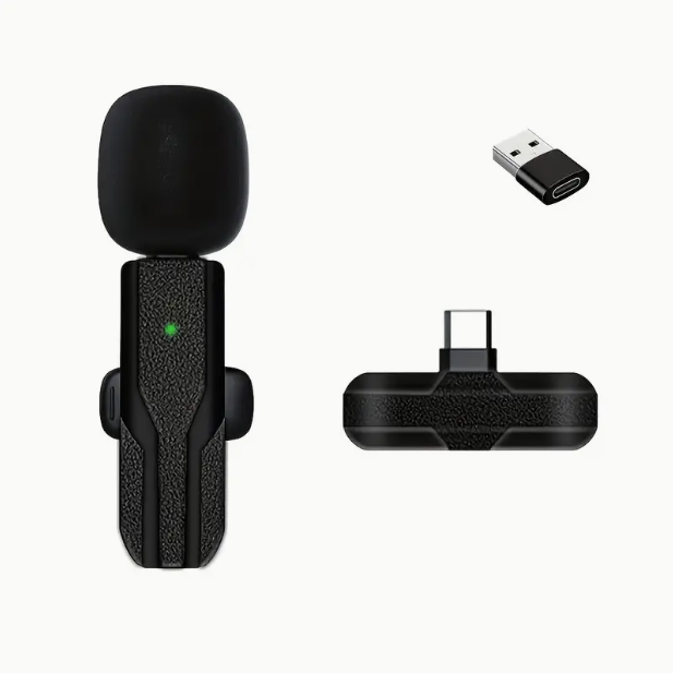 Rotatable Wireless Lavalier Microphone – 2.4 GHz Clip-On Mic with USB-C Rechargeable Battery