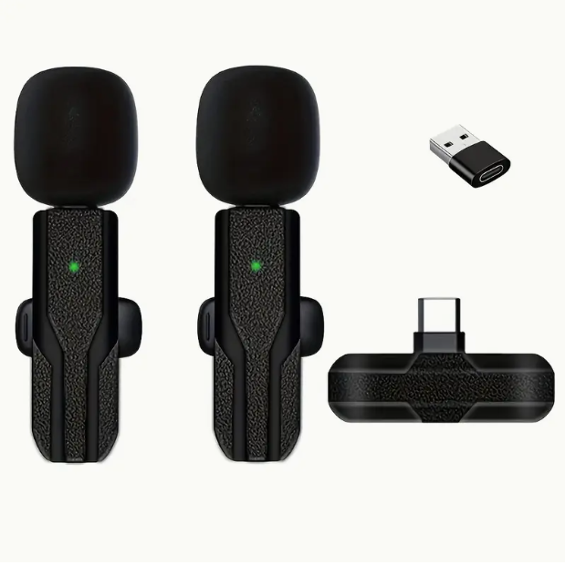 Rotatable Wireless Lavalier Microphone – 2.4 GHz Clip-On Mic with USB-C Rechargeable Battery