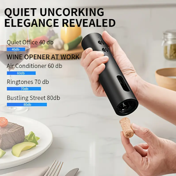 Rechargeable Electric Wine Opener Set — Auto Corkscrew, Foil Cutter, Pourer & Vacuum Stopper