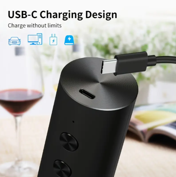 Rechargeable Electric Wine Opener Set — Auto Corkscrew, Foil Cutter, Pourer & Vacuum Stopper