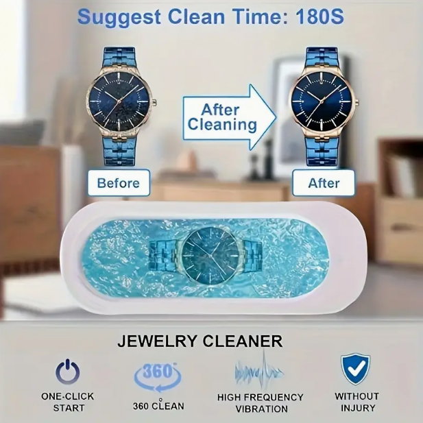 USB Rechargeable Glasses & Jewellery Ultrasonic Cleaner – Portable Vibration Cleaning Machine