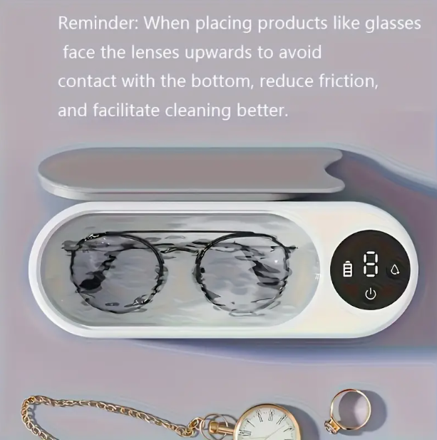 USB Rechargeable Glasses & Jewellery Ultrasonic Cleaner – Portable Vibration Cleaning Machine