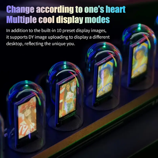 USB‑Powered RGB Clock with IPS Color Screen – Multimedia Display & Nightlight