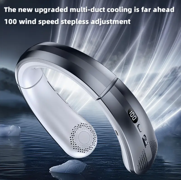Leafless Hanging Neck Fan – Hands-Free Wearable Bladeless USB Cooler