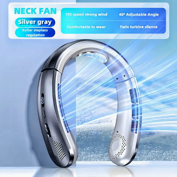 Leafless Hanging Neck Fan – Hands-Free Wearable Bladeless USB Cooler