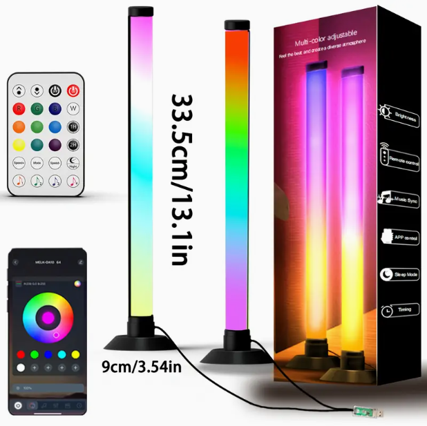 Smart RGB LED Light Bars – Multi Colour, Music Sync & App/Remote Control (2-Piece Set)
