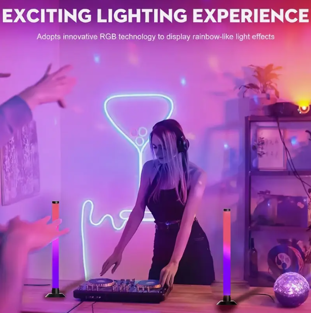 Smart RGB LED Light Bars – Multi Colour, Music Sync & App/Remote Control (2-Piece Set)