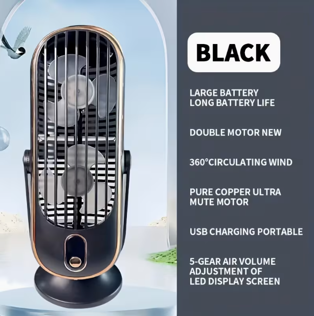 Compact USB Rechargeable Desktop Fan – Portable Fan for Home & Office