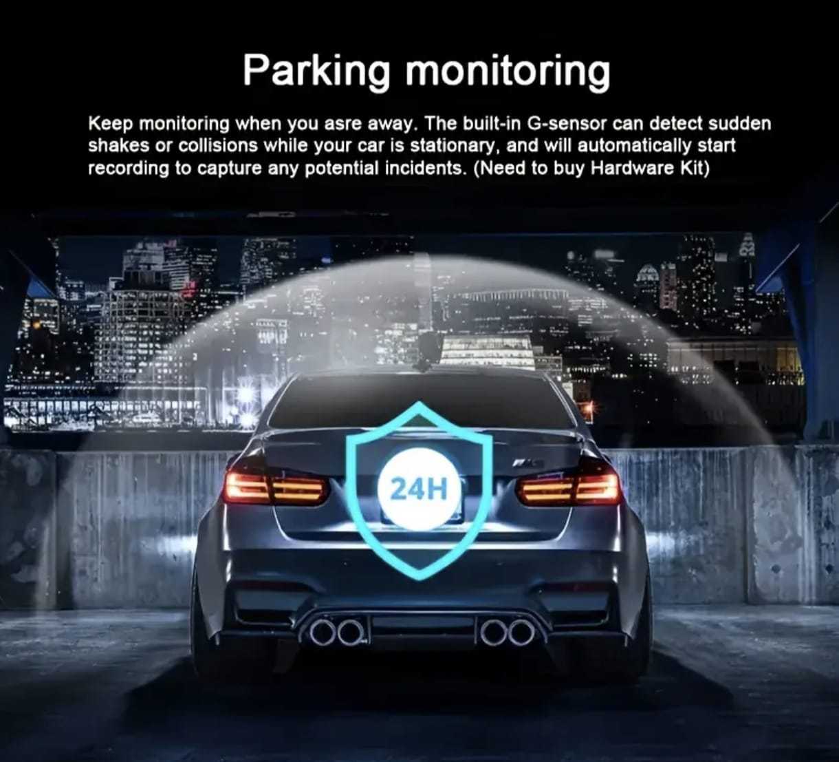 3-Lens HD 1080p Car DVR Dash Cam — Front • Inside • Rear