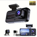 3-Lens HD 1080p Car DVR Dash Cam — Front • Inside • Rear