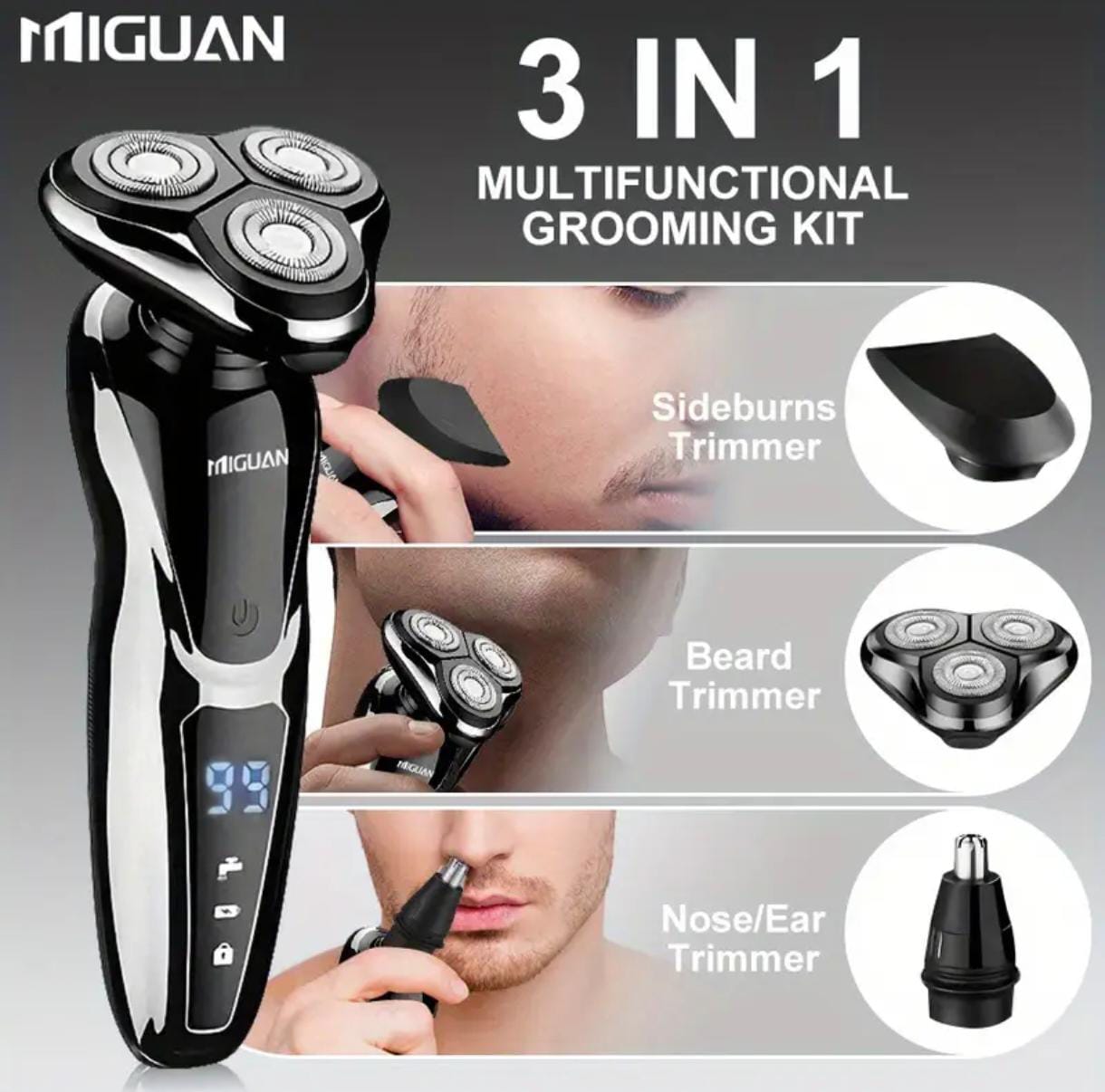 3-in-1 Electric Grooming Kit – Beard, Nose & Precision Trimmer