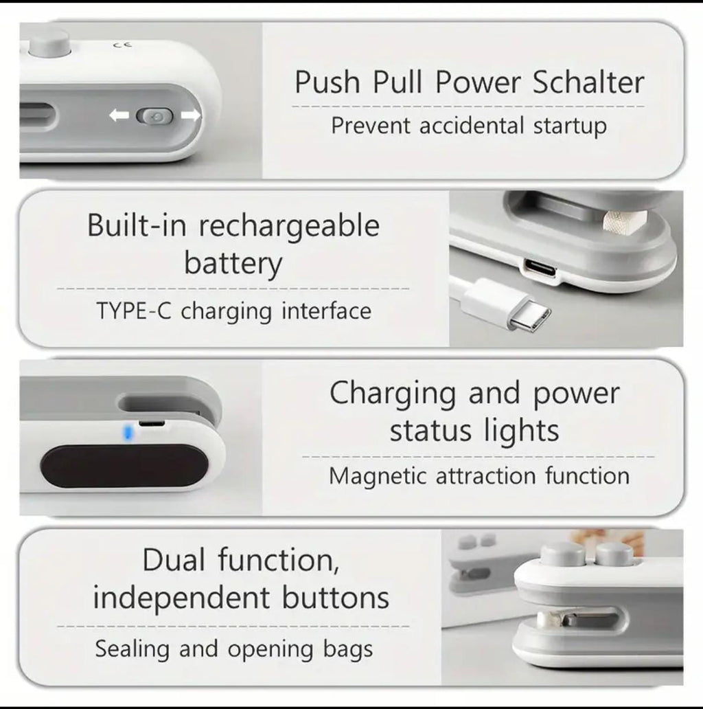 Portable USB Rechargeable Snack Bag Sealer – Magnetic Mini Heat Sealer