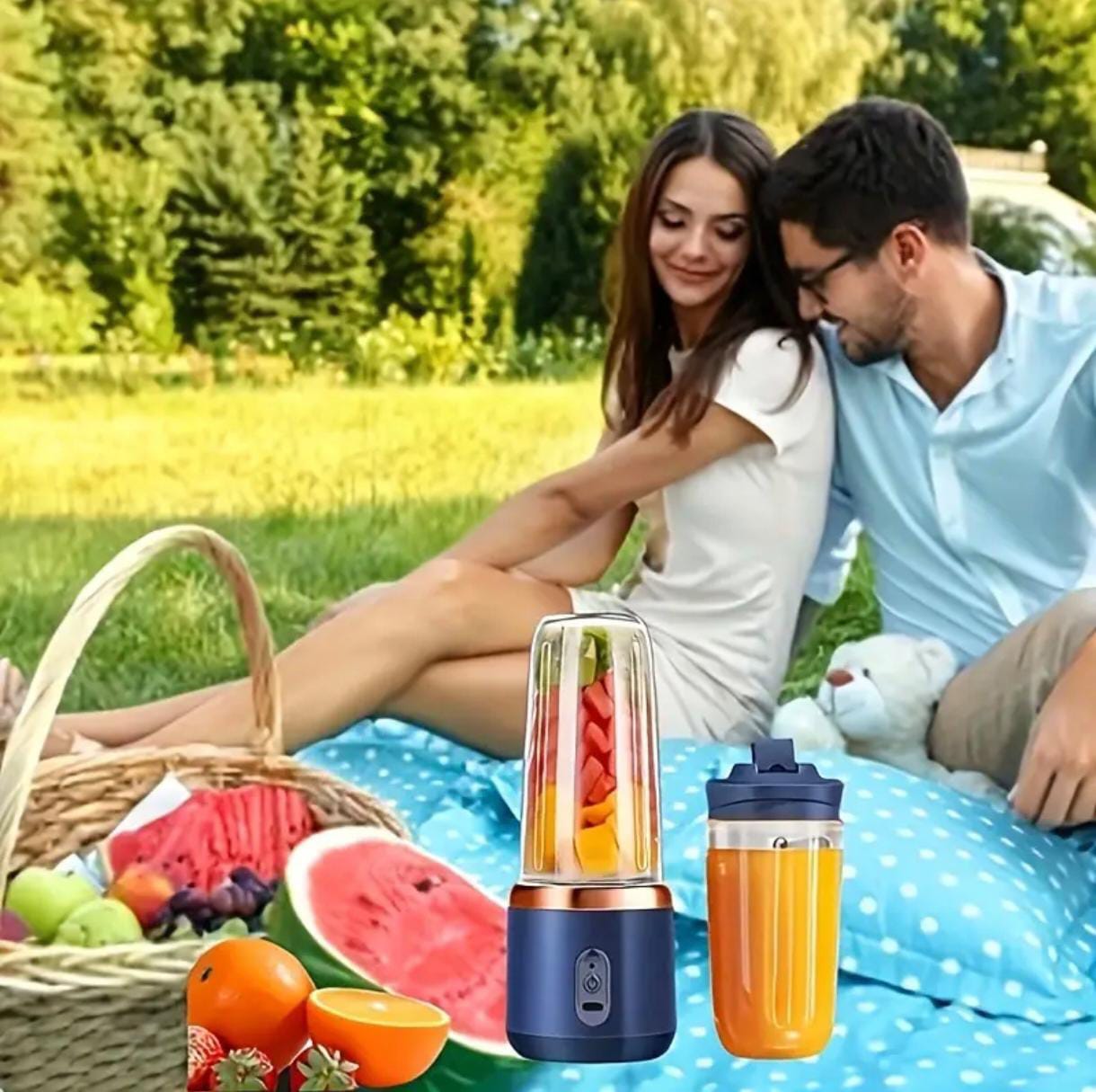 Portable 2-in-1 Blender & Juicer – 6 Blades, USB Rechargeable, Dual Cups