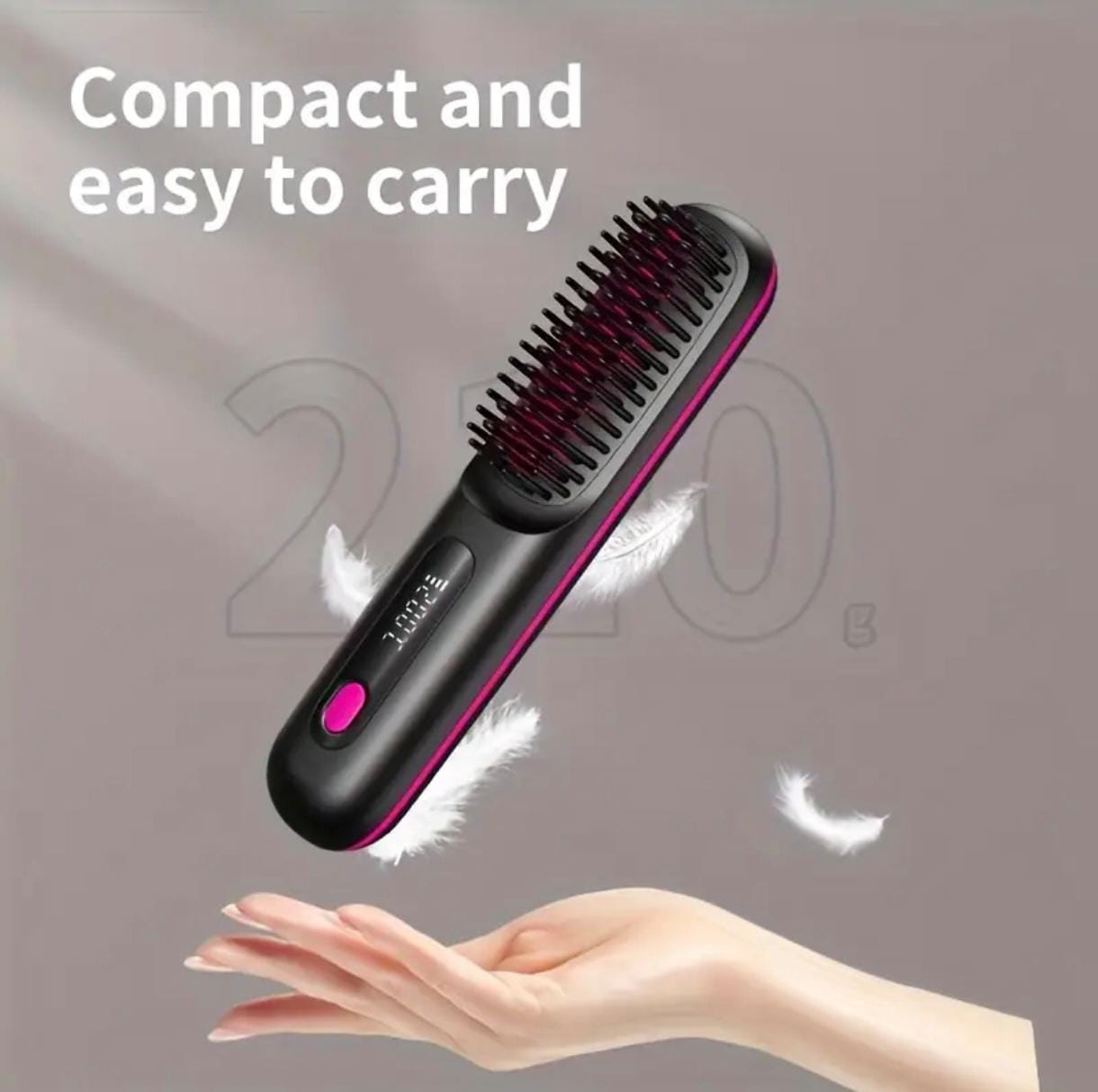Portable Cordless Hair Straightener Brush – USB Rechargeable, Rapid Heat, Anti-Scald