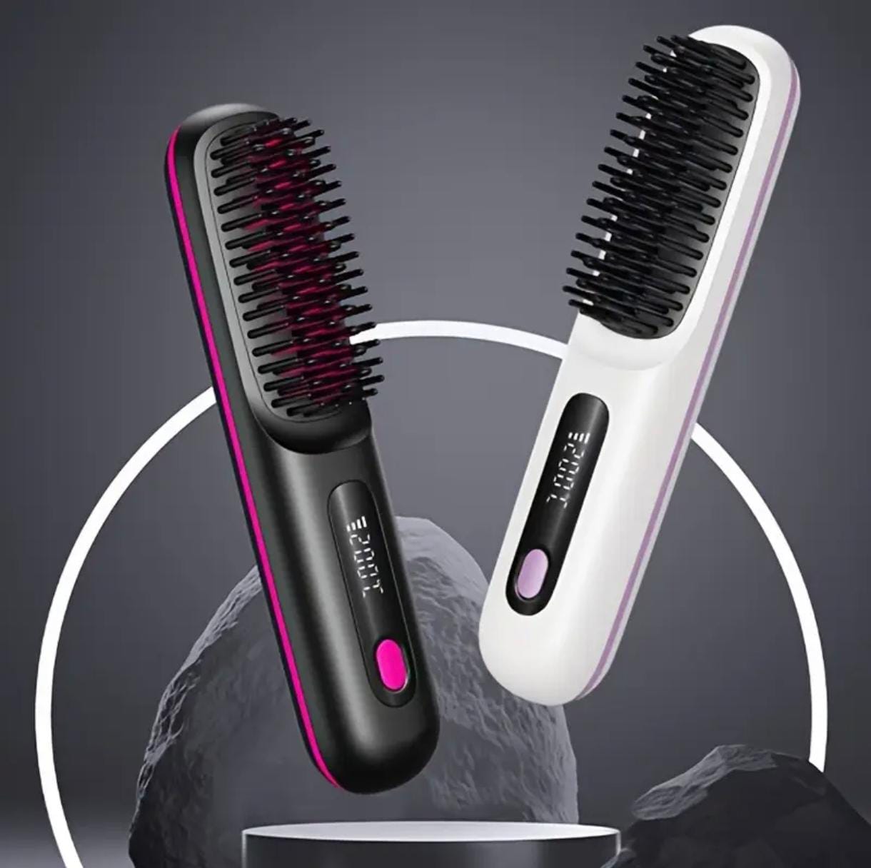 Portable Cordless Hair Straightener Brush – USB Rechargeable, Rapid Heat, Anti-Scald