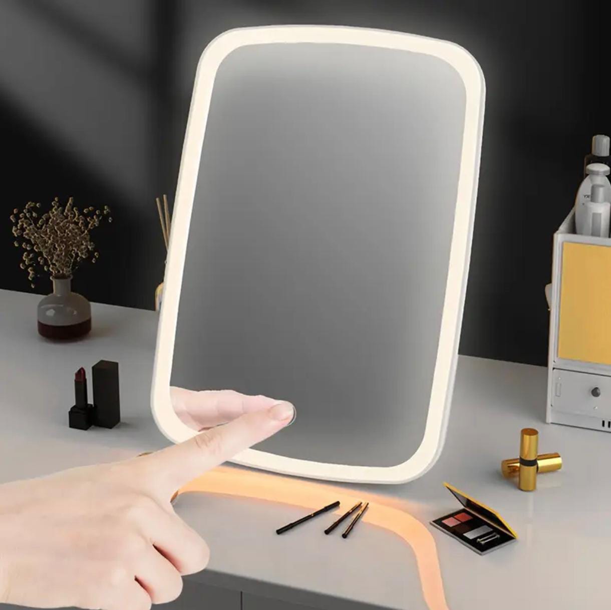 Portable LED Makeup Mirror – Touch Sensor, 3 Lighting Modes, Adjustable Brightness