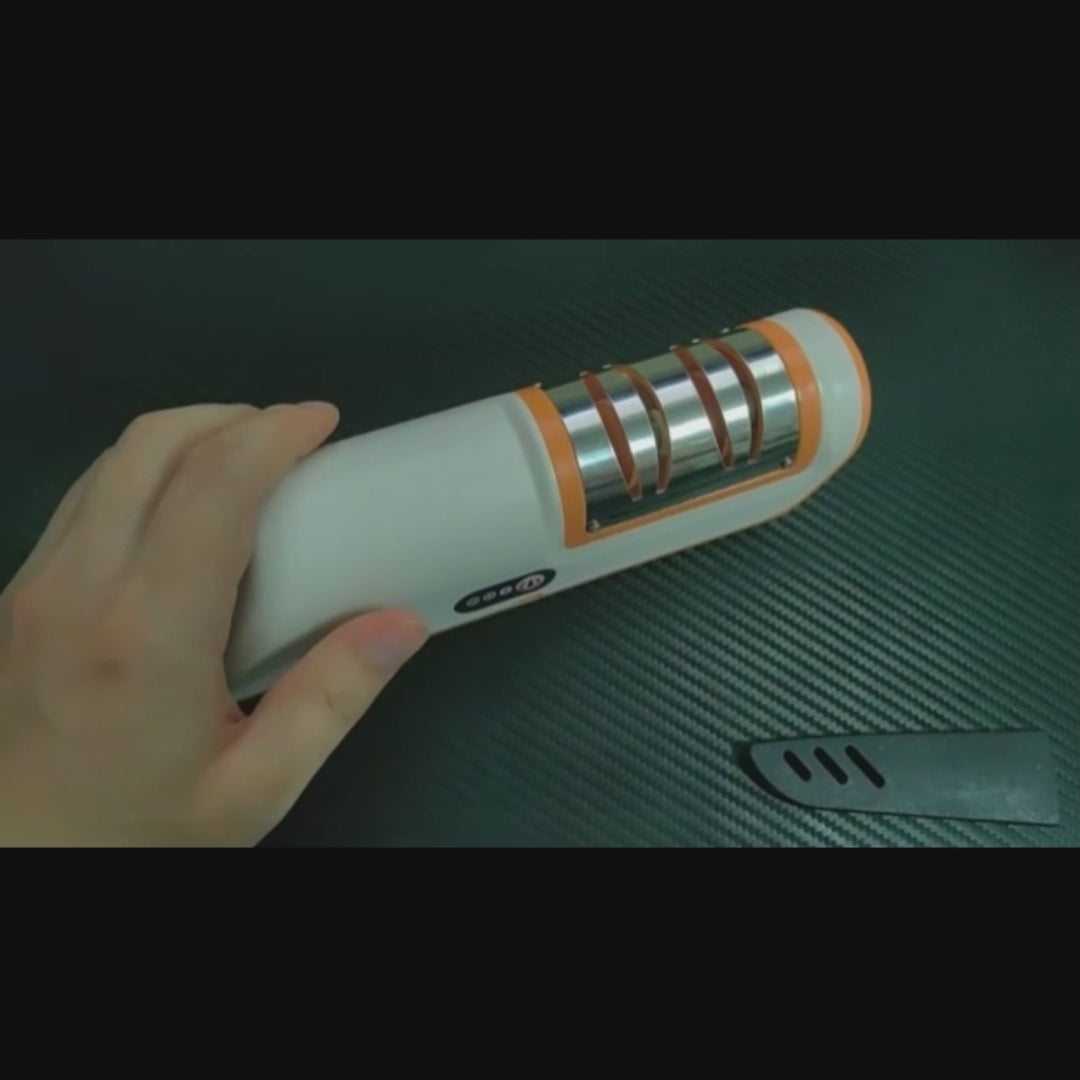 Electric Knife Sharpener – USB Rechargeable, Compact & Fine Grit for Kitchen Knives (Black)