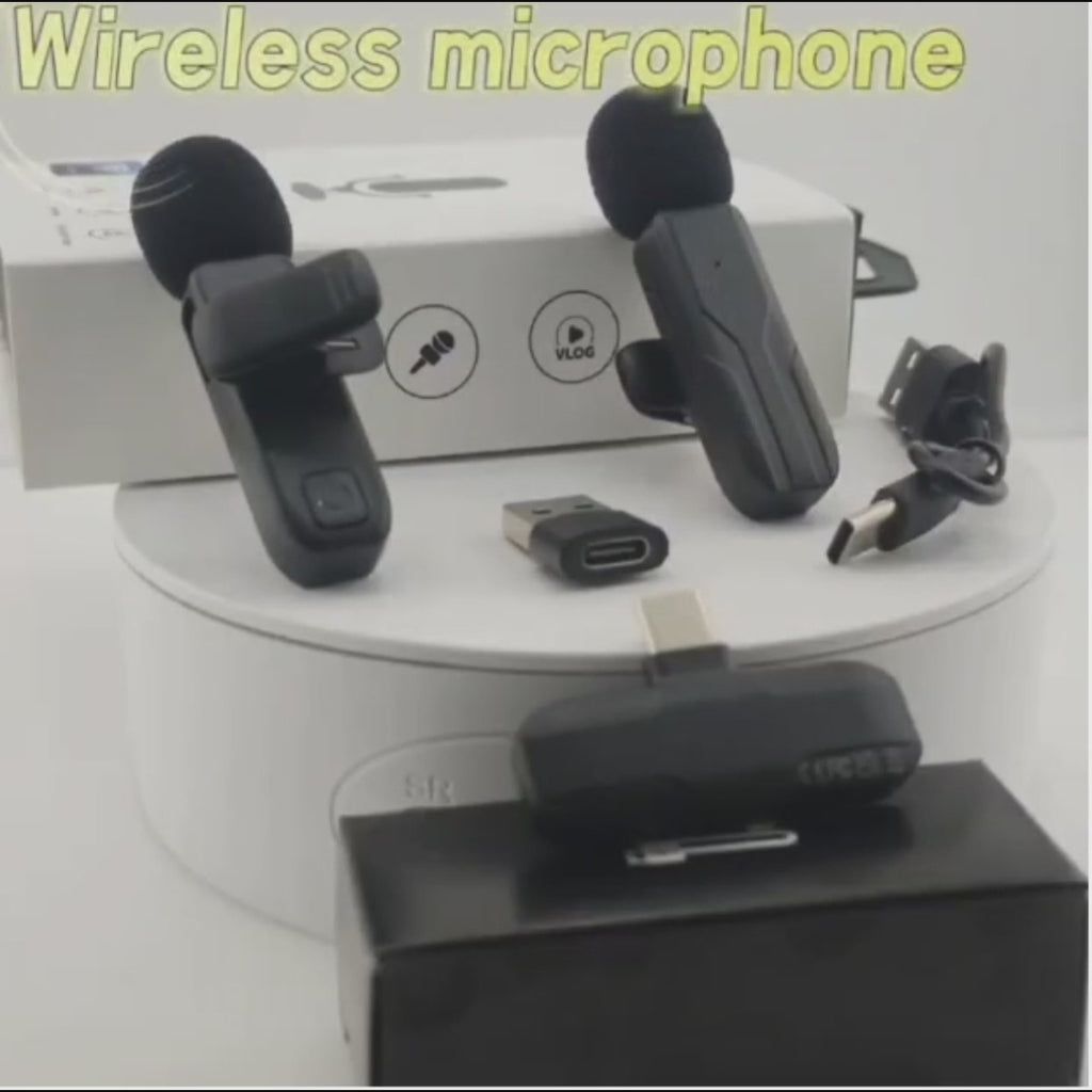 Rotatable Wireless Lavalier Microphone – 2.4 GHz Clip-On Mic with USB-C Rechargeable Battery