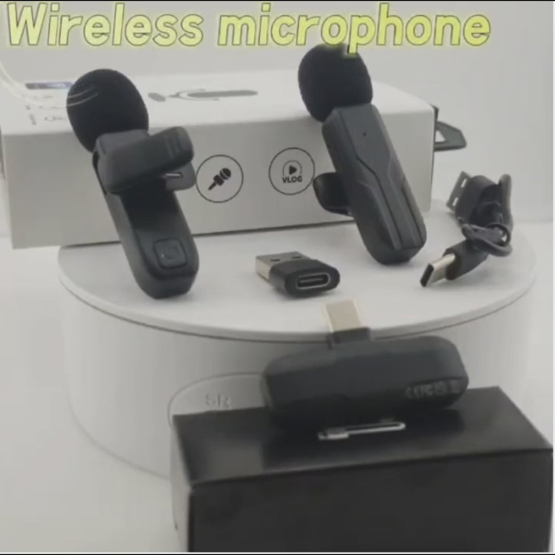 Rotatable Wireless Lavalier Microphone – 2.4 GHz Clip-On Mic with USB-C Rechargeable Battery
