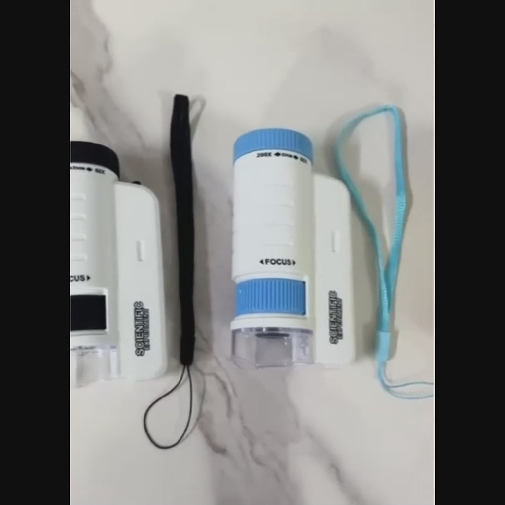 Handheld LED Mini Microscope (60×–200×) — Outdoor Exploration Toy for Kids (Random Colours)